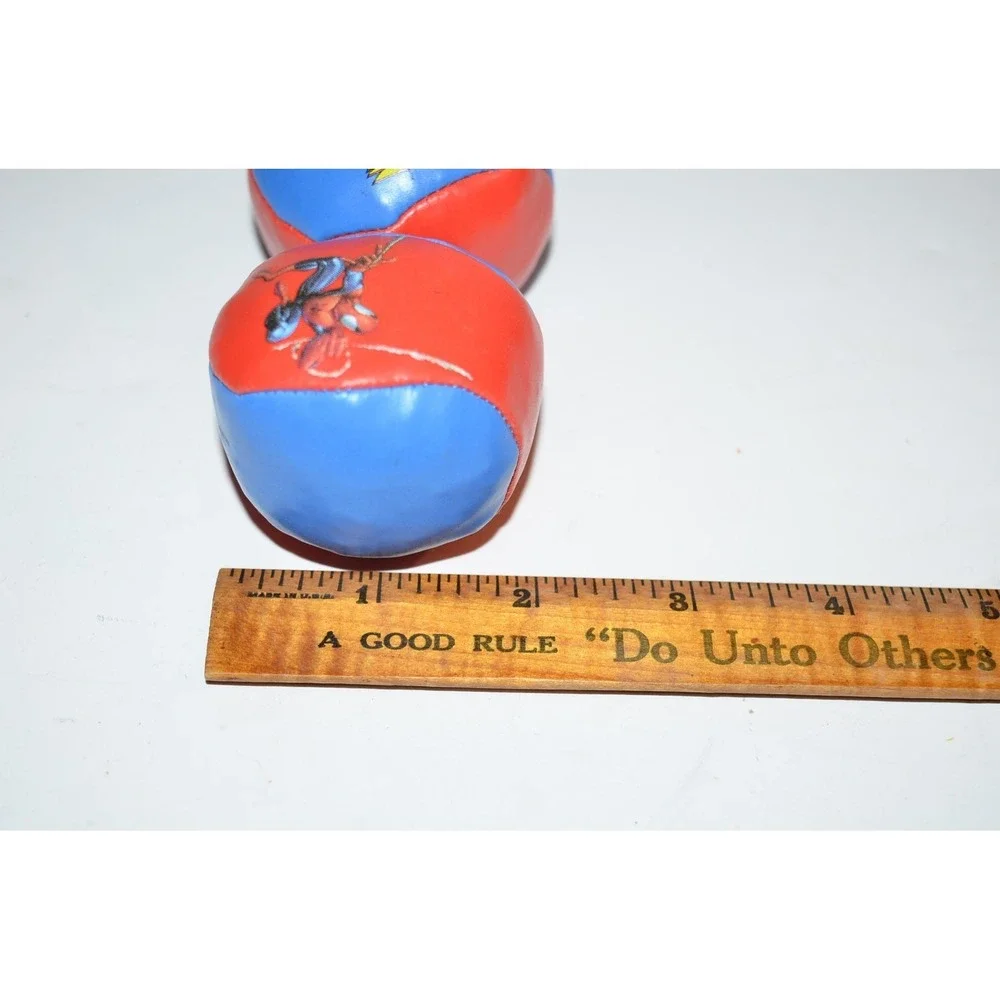 Vtg Marvel  Spider-man‎ Hacky Sack 2003 Blue & Red 2 Panel Footbag set of 2